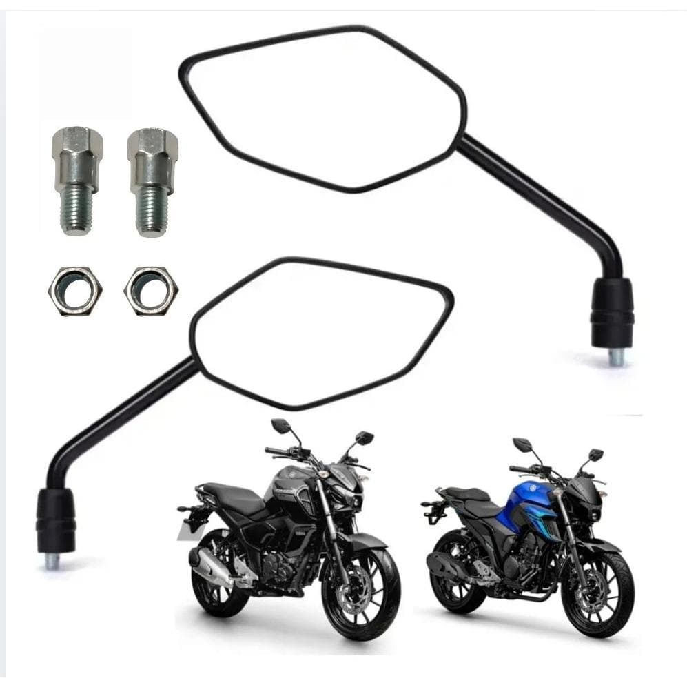 Par Retrovisor Yamaha FZ15 / FZ25 / Fazer / Factor 2018 a 2026 com Adaptador Rosca Original - Embus