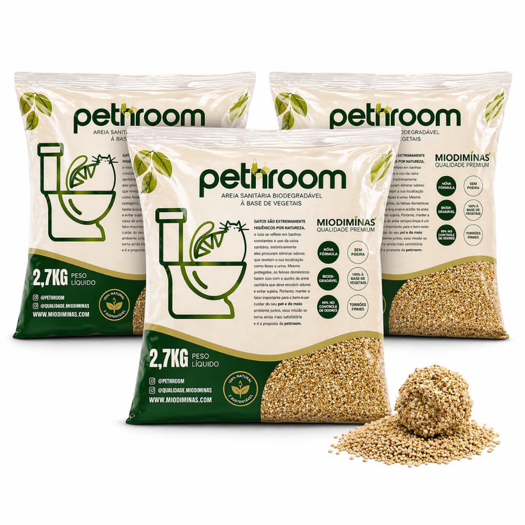 Areia Para Gato 8.1 KG Higiênica Biodegradável de Mandioca Milho Soja Natural Sem Cheiro e Ecologica HIDROSOLUVEL