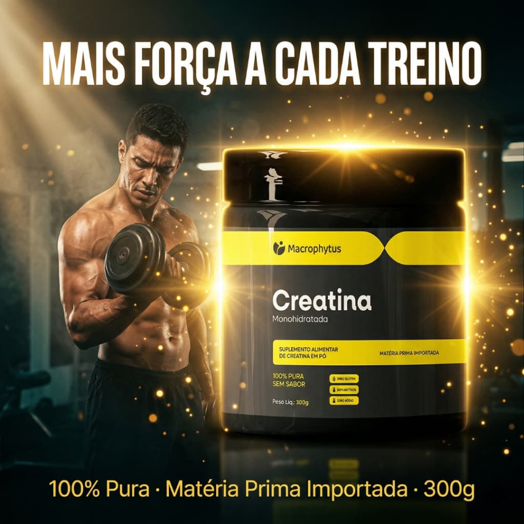 Creatina Pura 300g Macrophytus Monohidratada Importada Força Massa Muscular Treino Sem Glúten