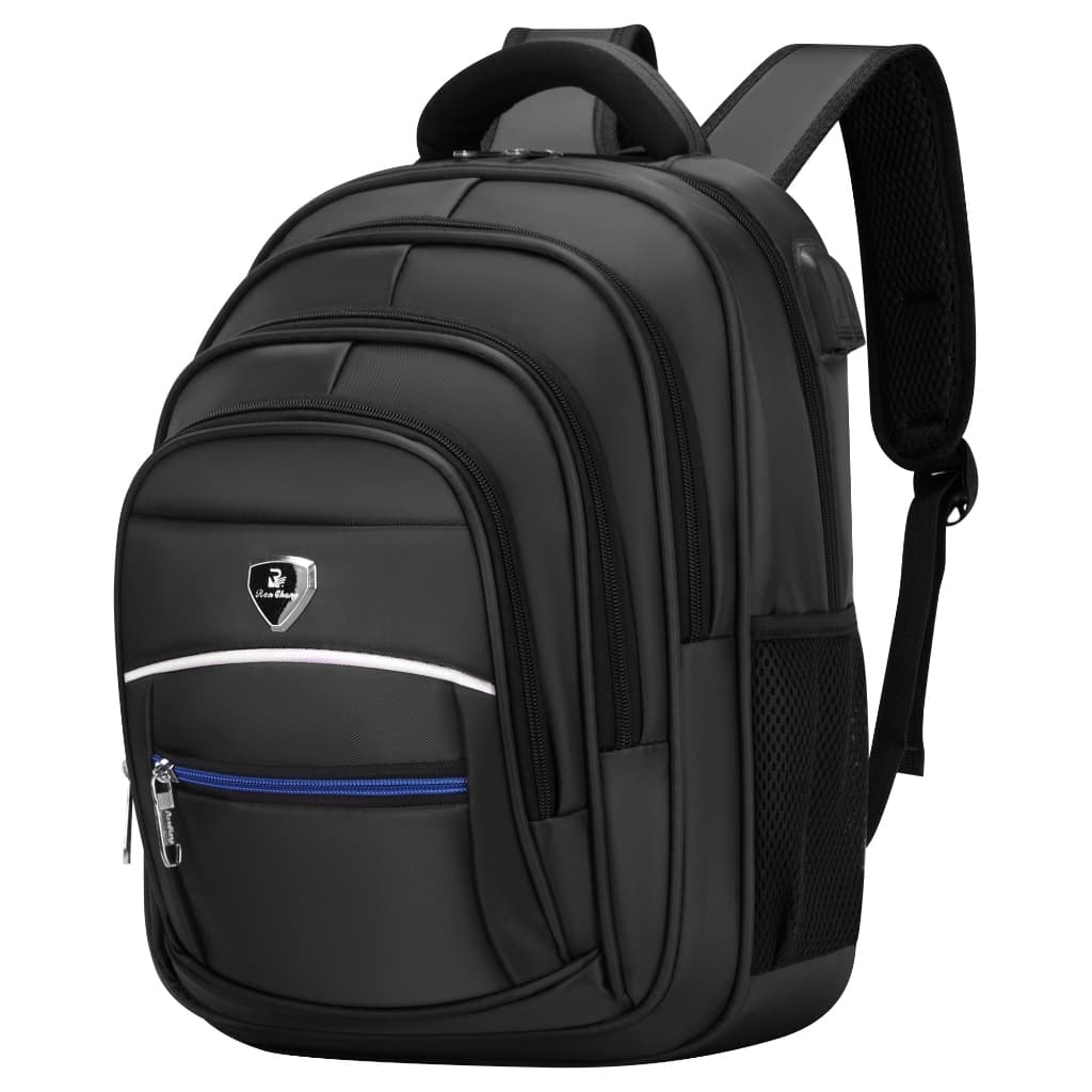 Mochila Multifuncional com Porta USB e Faixa Refletiva, Vários Compartimentos, Ideal para Trabalho, Viagem e Uso Diário