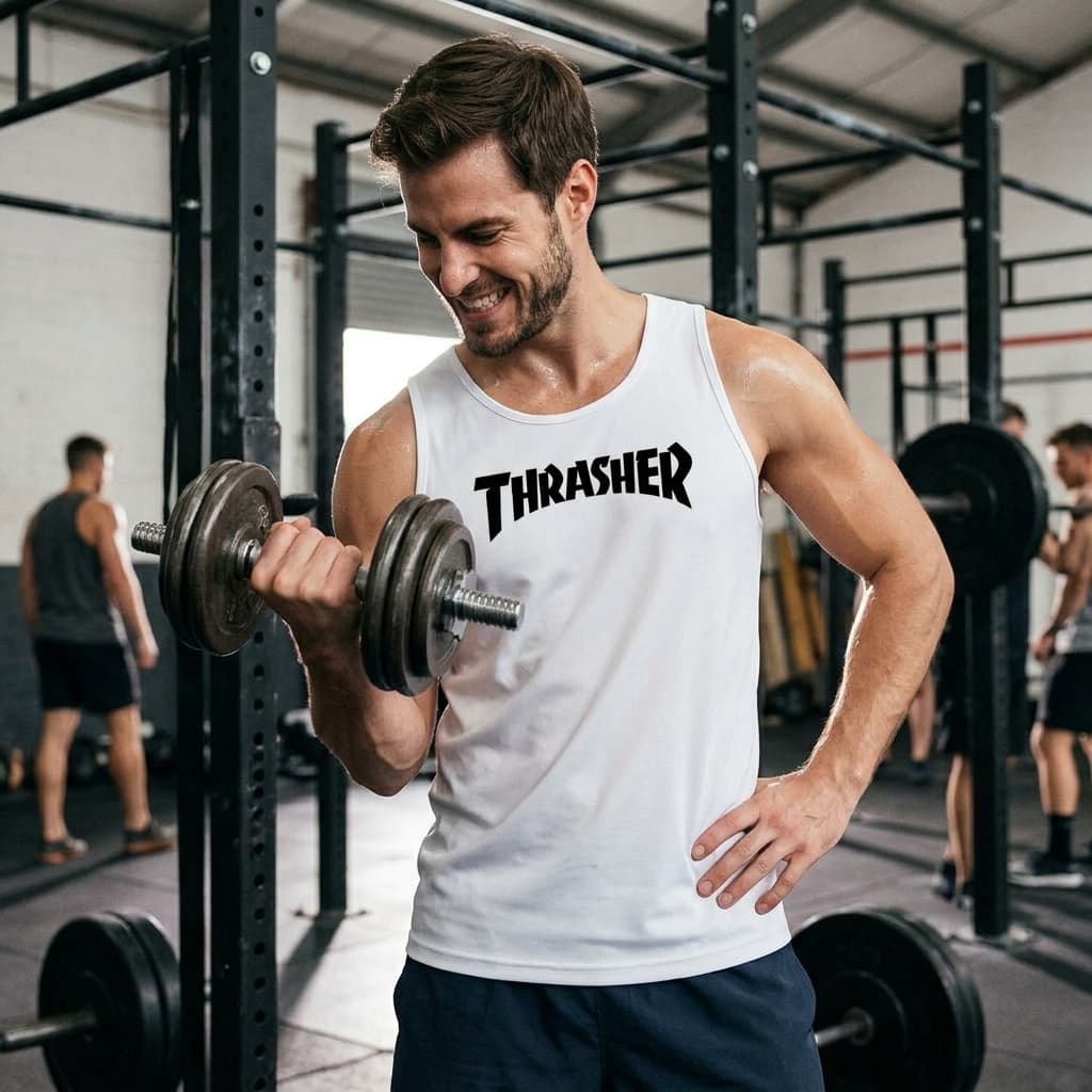 Regata Dry Fit  Masculina - Modelo regata thrashser01 Academia Corrida CrossFit Treinos Intensos