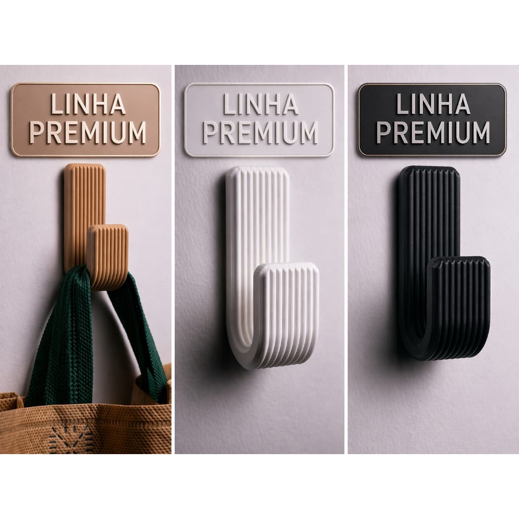 Kit 2 a 6 Ganchos Adesivo 3M Preto Cabide de Parede para Toalha Banheiro Sem Furo Alta Fixação Resistente