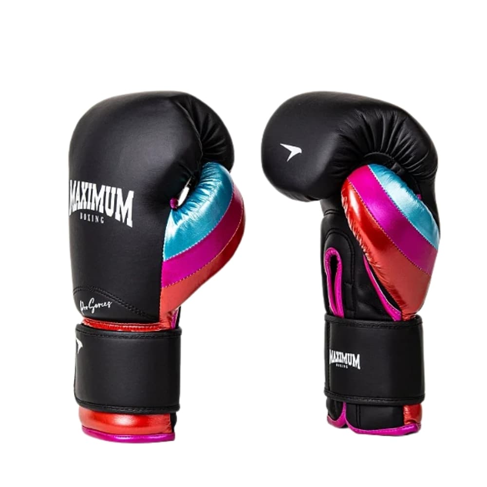 Luva Boxe Muay Thai Profissional Preto E Azul Maximum