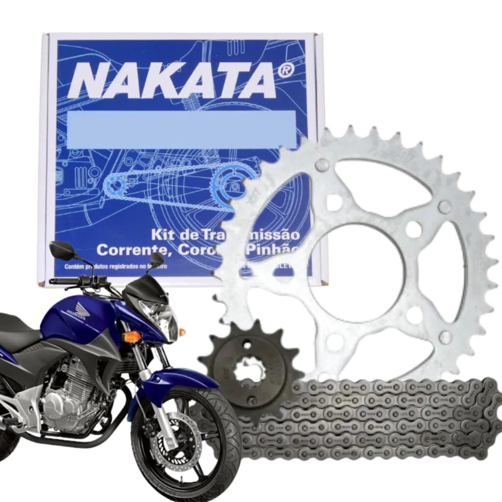Kit Relação Transmissão Tração Honda S/Ret CB300 2009/2015 - Original Nakata Aço 1045