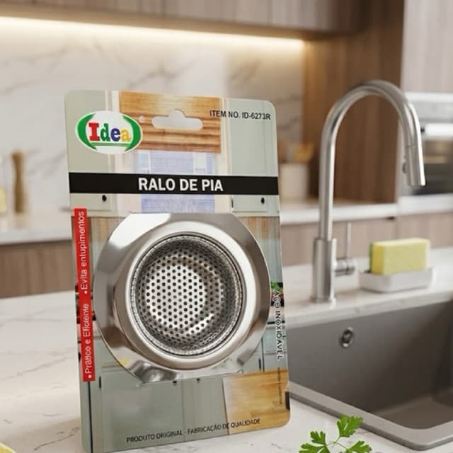 Ralo de Pia com Filtro em Aço Inox Anticorrosivo