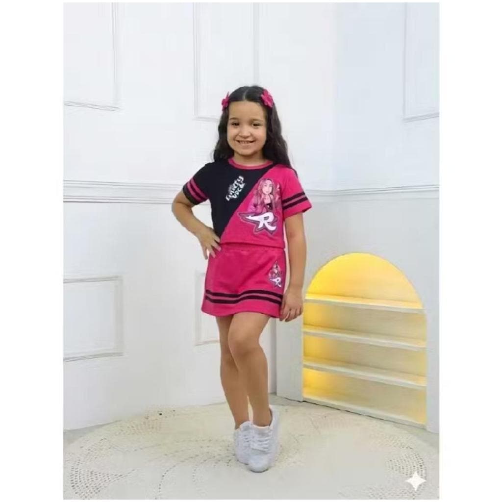 CONJUNTO JUVENIL/INFANTIL EMILY VICKK BLUSA +SHORT SAIA LISTRADOS MODA 2026