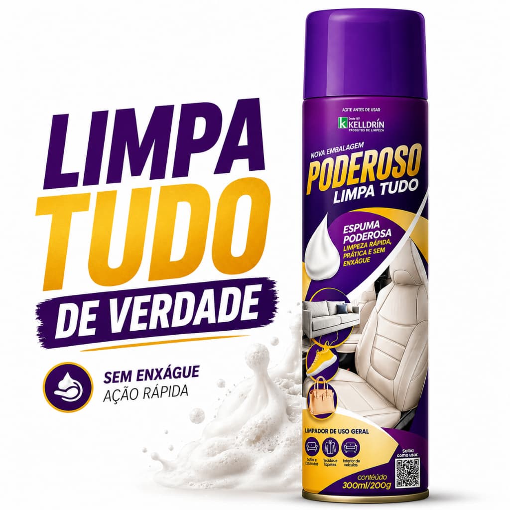 Espuma Mágica Limpa Tudo Multiuso Sem Enxágue Remove Manchas Sofá Carro Roupas Tênis Couro