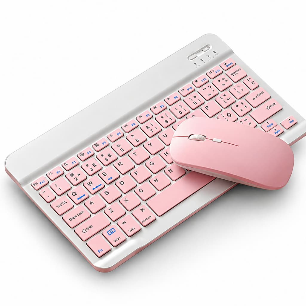 Kit Teclado e Mouse Bluetooth Macaron Ultrafino Recarregável Sem Fio PC Notebook