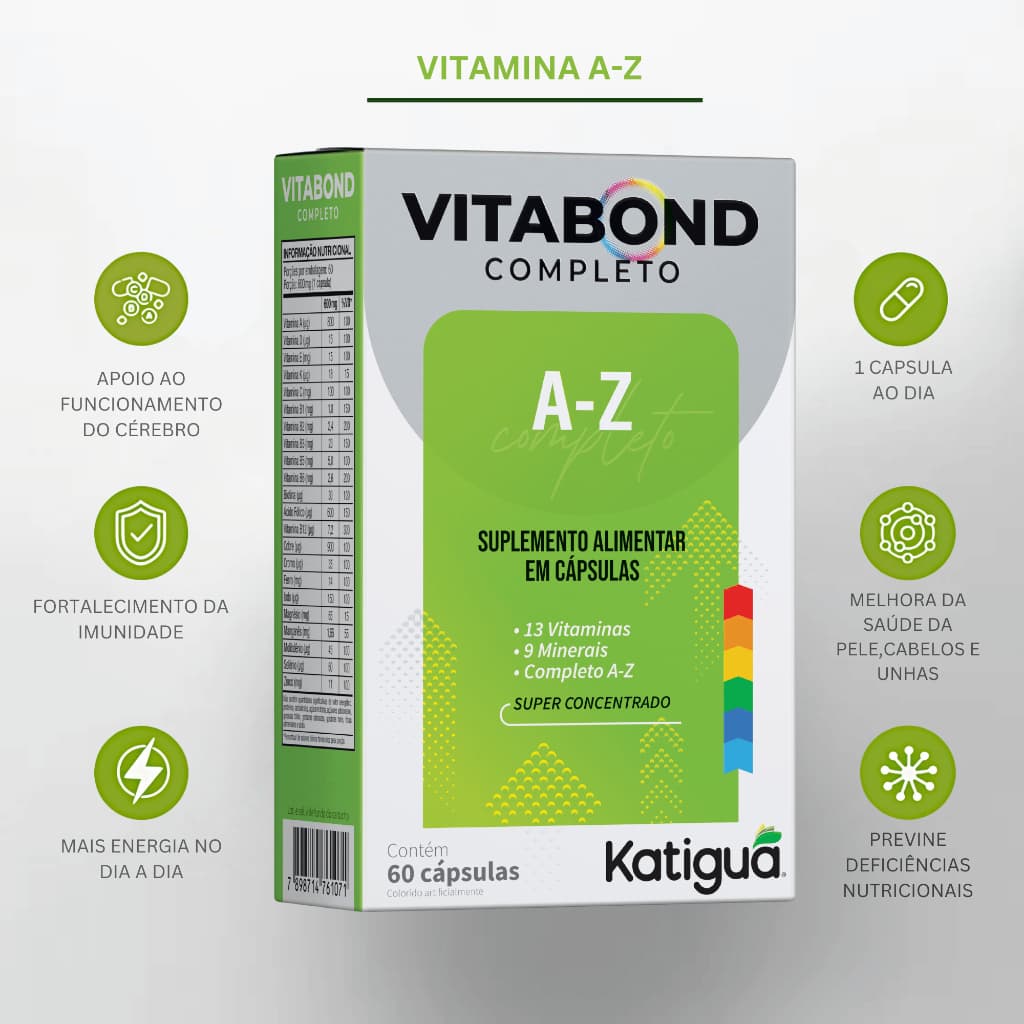 Multivitaminico A Z Homem Mulher Completo 13 VItaminas 9 Minerais Super Concentrado 60 capsulas