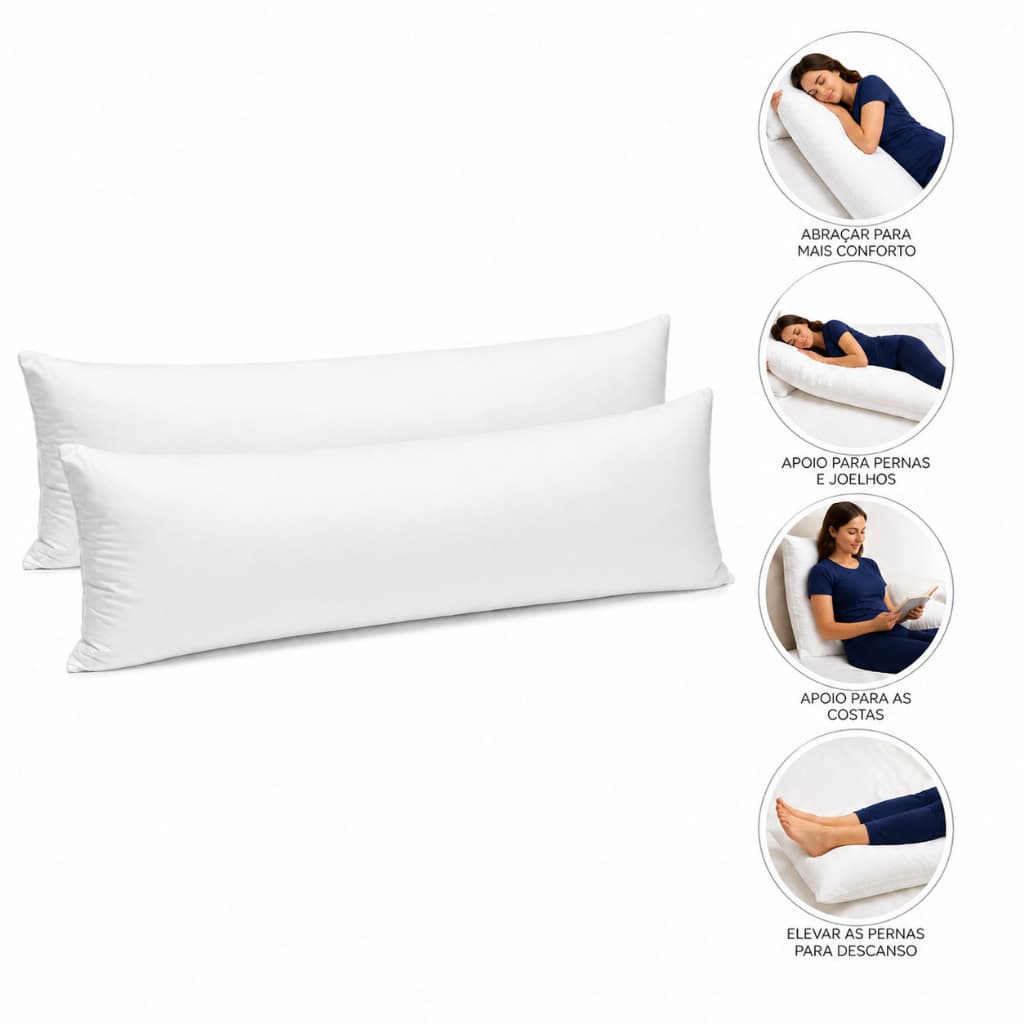 Kit 2 Travesseiro de Corpo Xuxão 1,45m Conforto Máximo Ideal para Dormir Melhor Relaxar e Apoiar Corpo Inteiro Macio