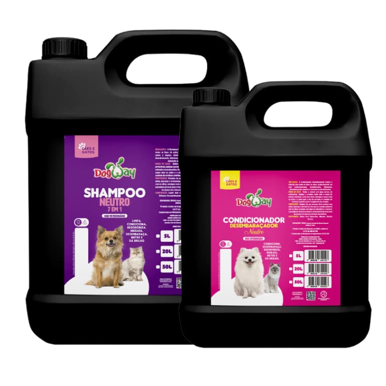 Kit Shampoo 5L Neutro 7 em 1 e Condicionador 5L Neutro para Cães e Gatos