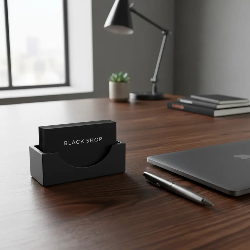 Porta Cartão de Visitas de Mesa Elegante Organizador Escritório Premium