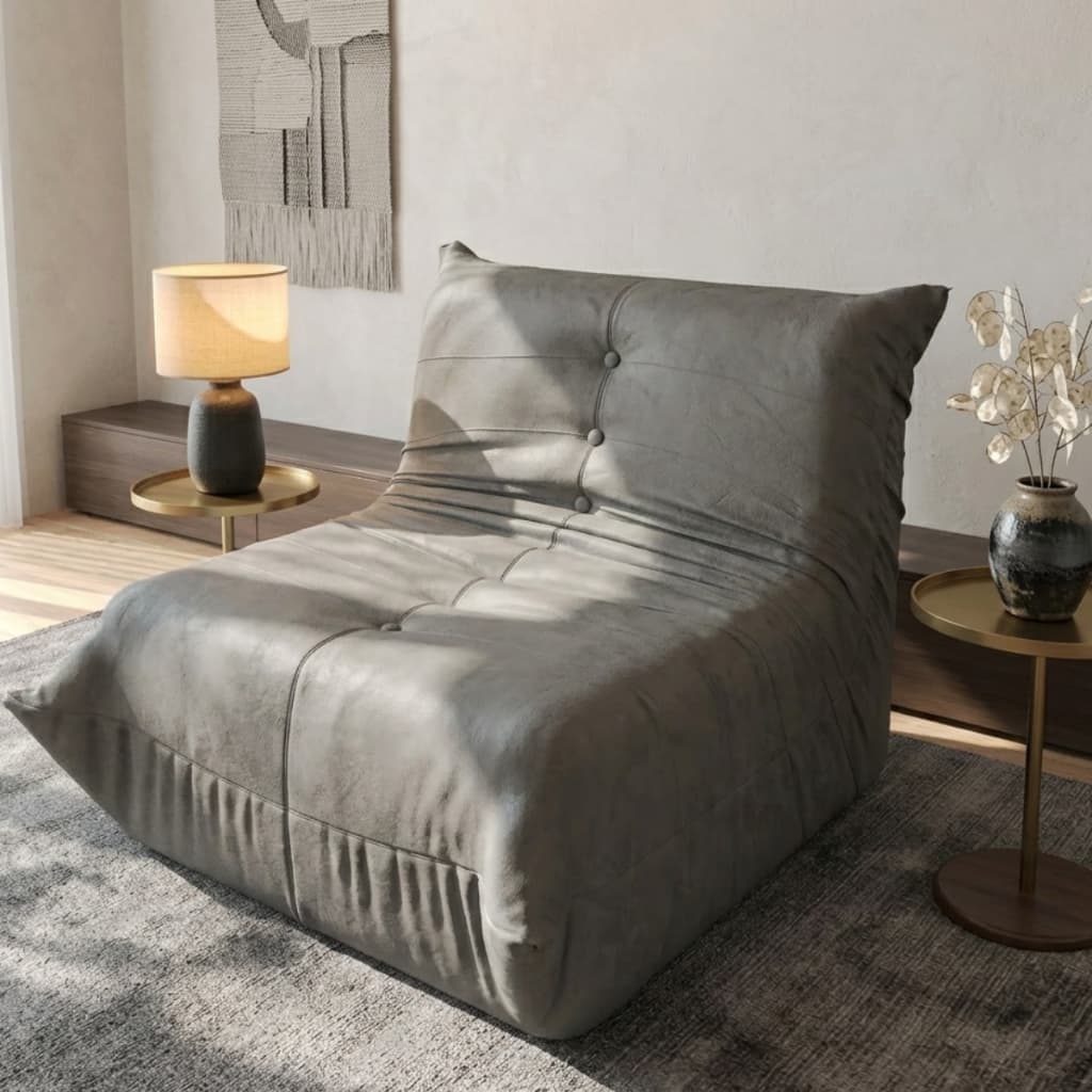 Poltrona Puff Togo Cinza Espuma D28 Sofá Confortável Ergonômico Multiuso