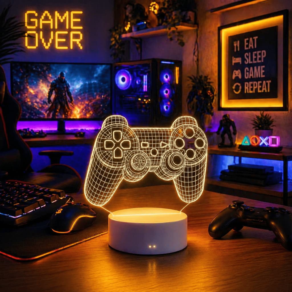 Luminária Decoração Gamer Jogos Para Quarto Gamer Adolescente Presente Playstation