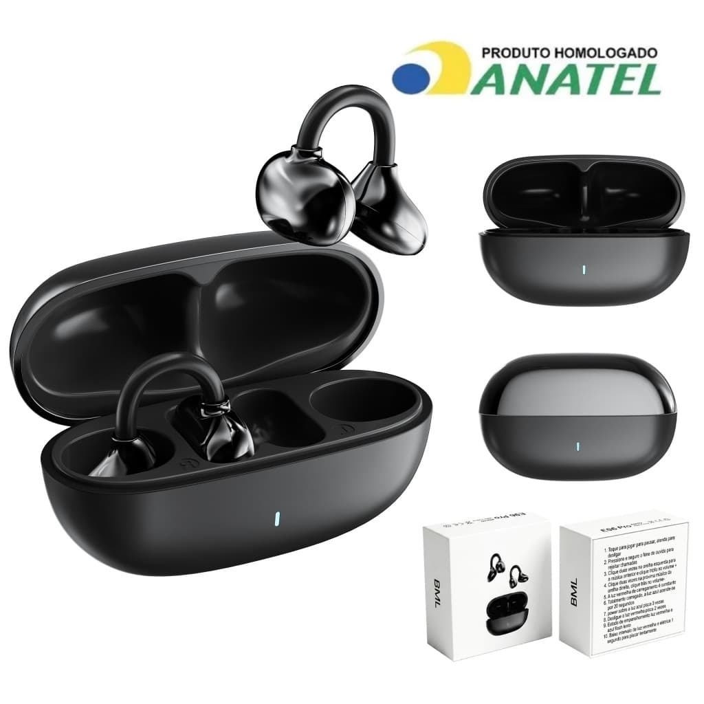 BML Fone de Ouvido Aberto 48H Bateria IPX5 à Prova d'Água Bluetooth 5.4 Ajustável para Android iPhone Samsung