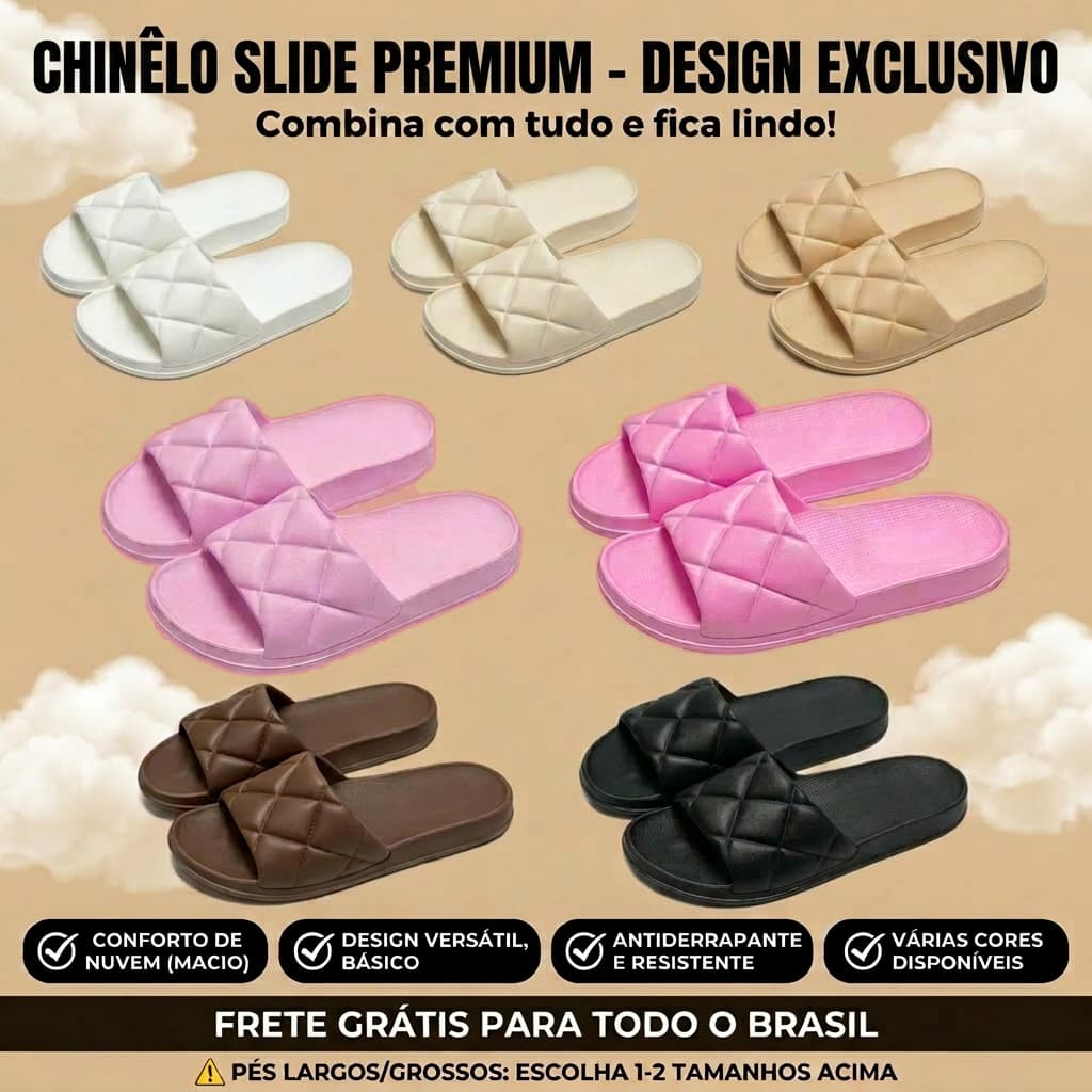 Chinelo Slide Nuvem EVA - Super Macio, Leve e Antiderrapante para Uso Diário em Casa ou Praia