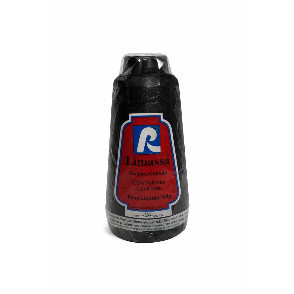 Fio de Costura Overlock Preto 100% Poliéster Lubrificado 100g Tex 18 Resistente