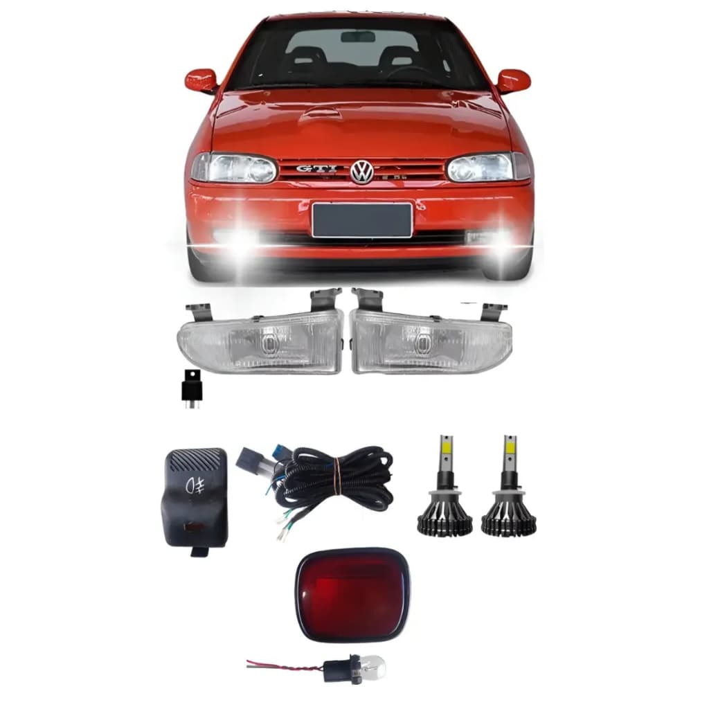 Kit Farol De Milha Gol Bola G2  Lente De Vidro Com Led. 1995 1996 1997 1998 1999 2000