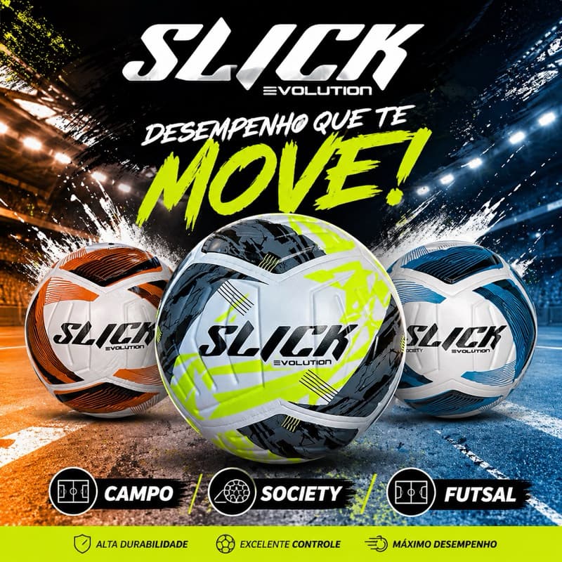 Bola de Futebol Campo/Society/Futsal Slick Evolution TechFusion