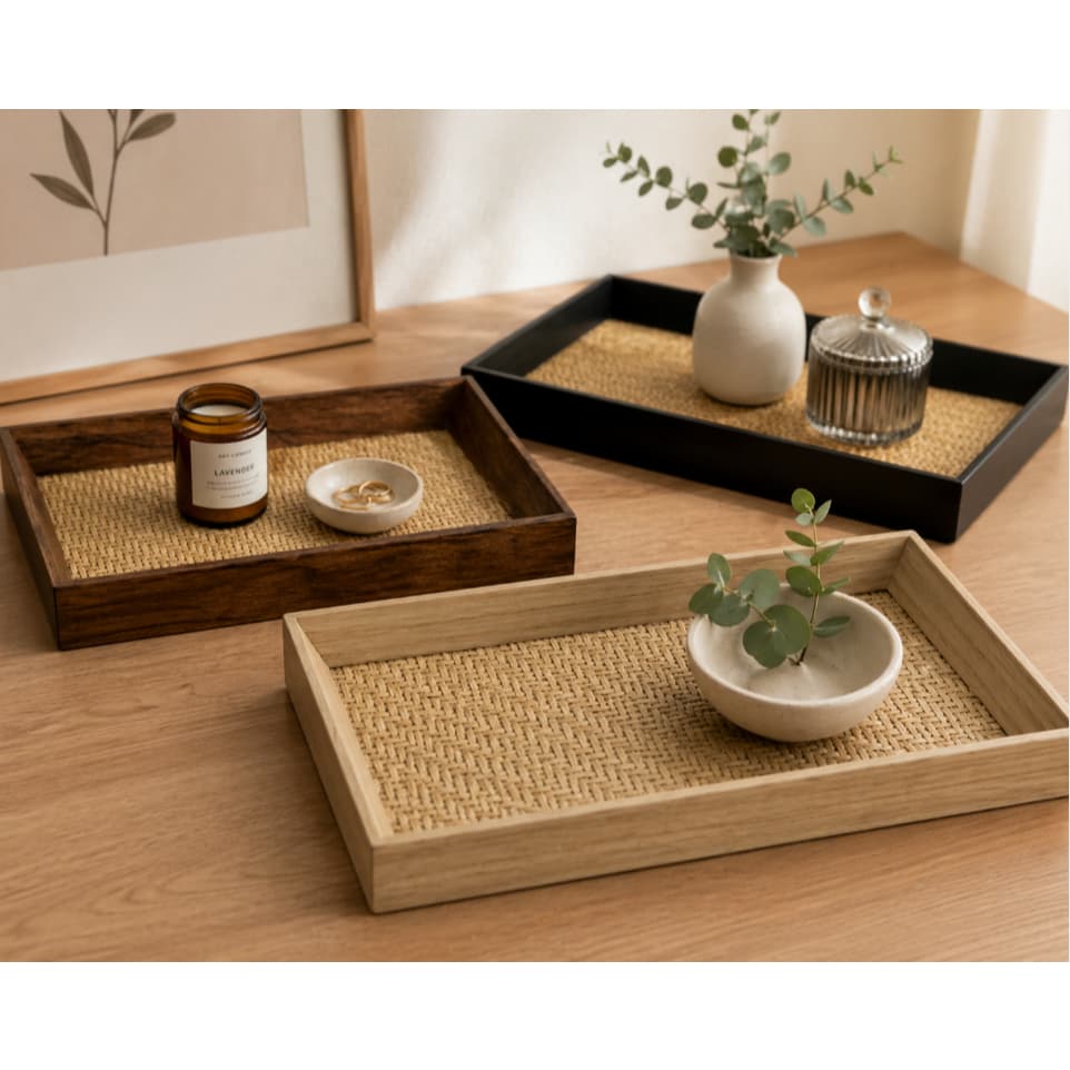 BANDEJA DECORATIVA RETANGULAR MDF E VIDRO 22X12CM CORES SORTIDAS - TOKYO DESIGN - BAN0024