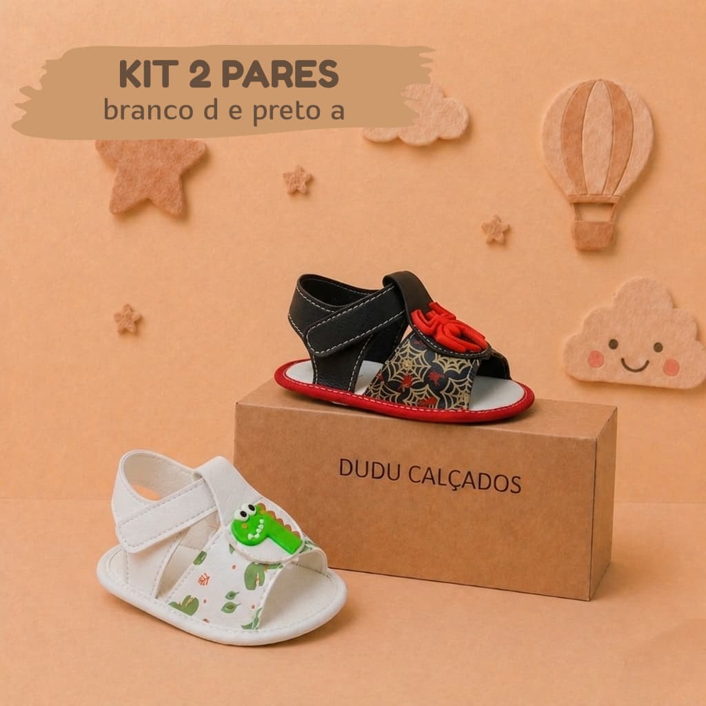 Kit 2 Pares Sandália Bebê Masculina Antiderrapante Conforto e Segurança