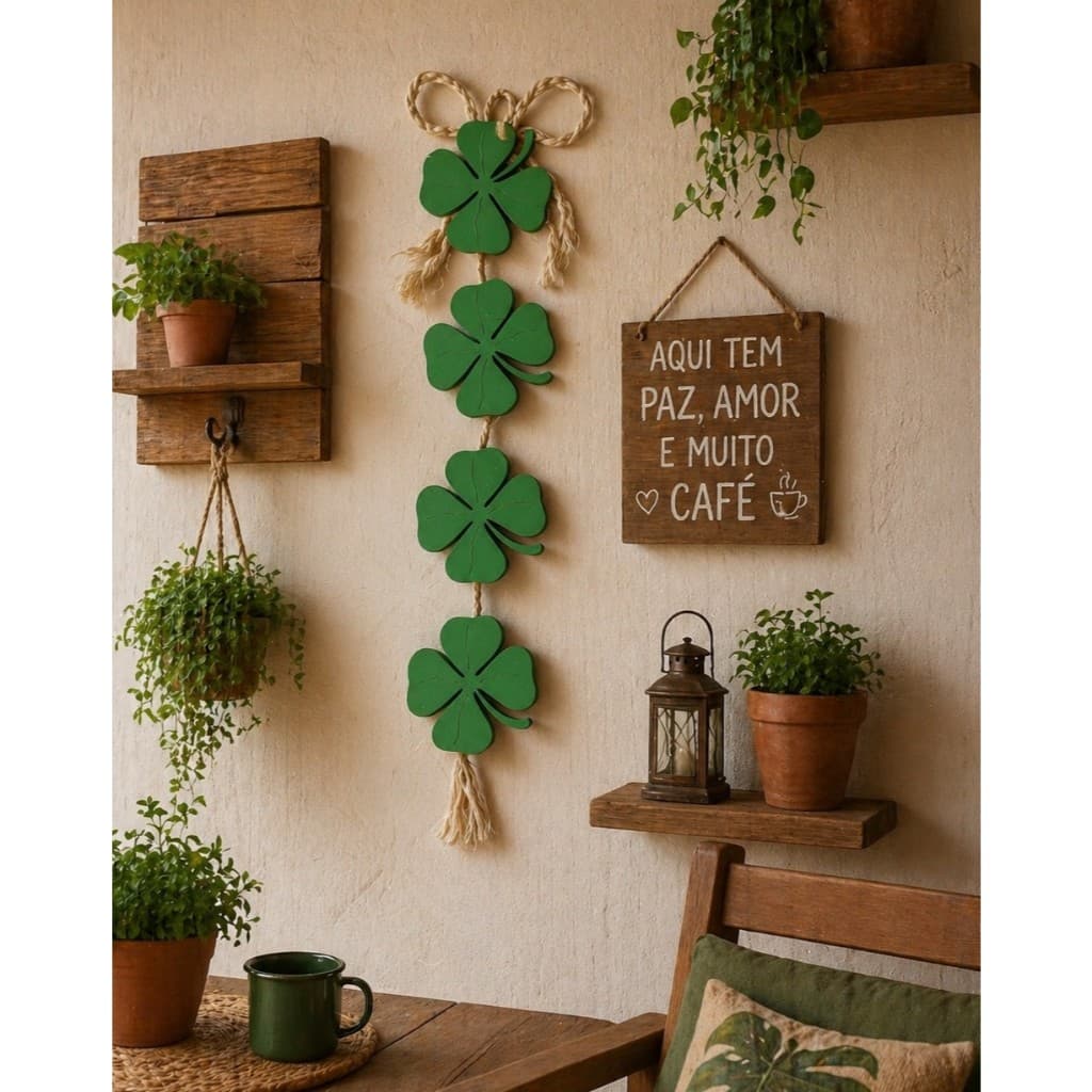 Margarida em MDF Trevo de 4 folhas Verde Decoração Parede Festa Casa Quarto