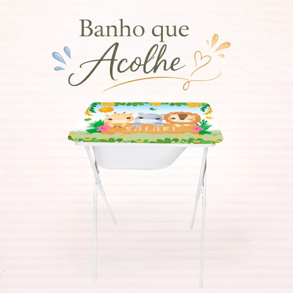 Banheira Infantil Creative Com Trocador e Suporte Dobrável 20L