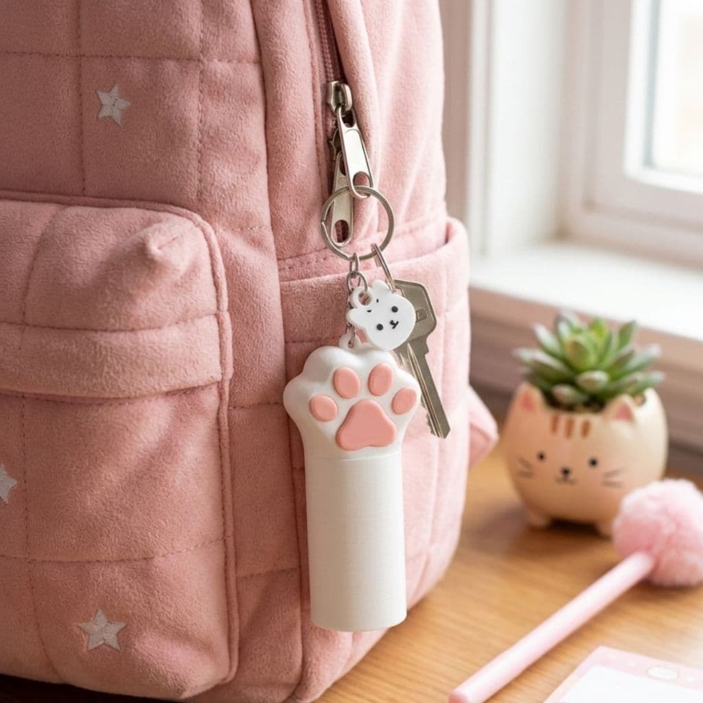 Porta Batom Organizador Para Bolsa Chaveiro Case Protetor Patinha De Gato 3D Acessório Prático E Seguro