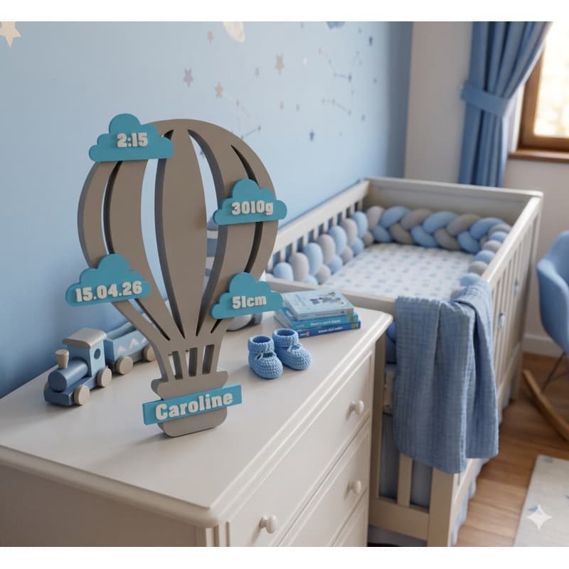Quadro decorativo balão quarto de bebê menina e menino personalizado