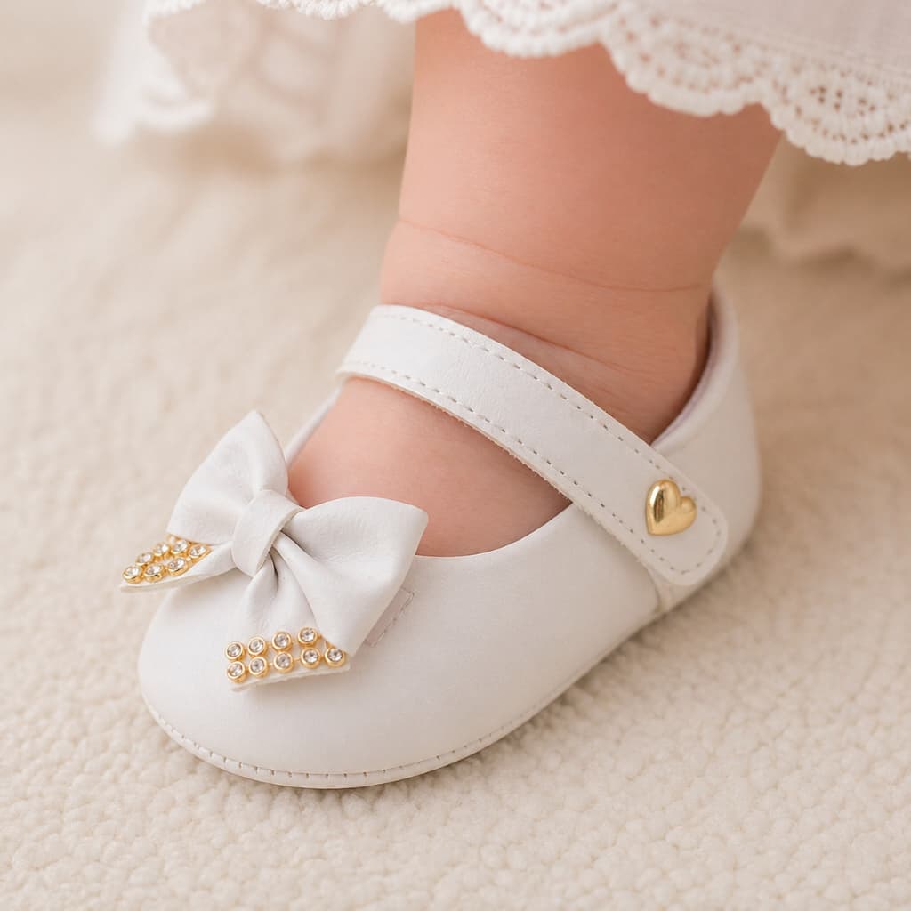 Sapatilha batizado branco bebê menina sapatinho super macio n° 13 ao 18