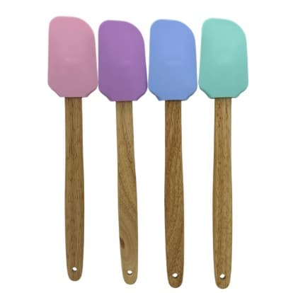 Espátula de Silicone com Cabo de Madeira - Resistente ao Calor e Não Risca Panelas - Envio Rápido