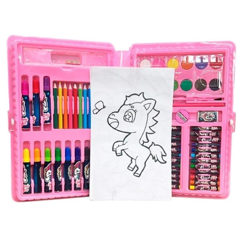Kit Escolar 68 Peças Maleta Para Colorir Lápis Unicornio I Material Escolar