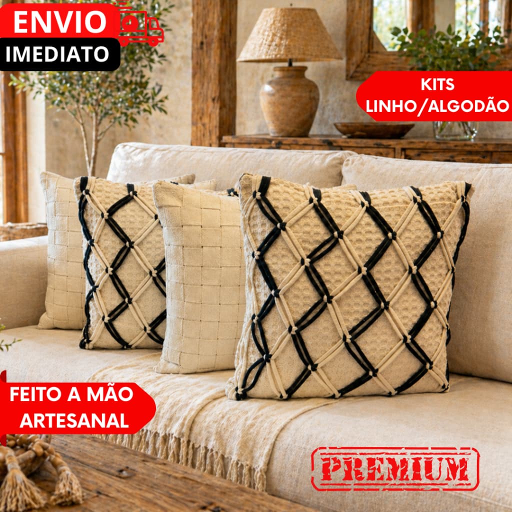 ALMOFADA 1/2/3/4 UN boho Capa Almofada Algodão Artesanal Premium Elegante, Decoração Sala, Sofá cama