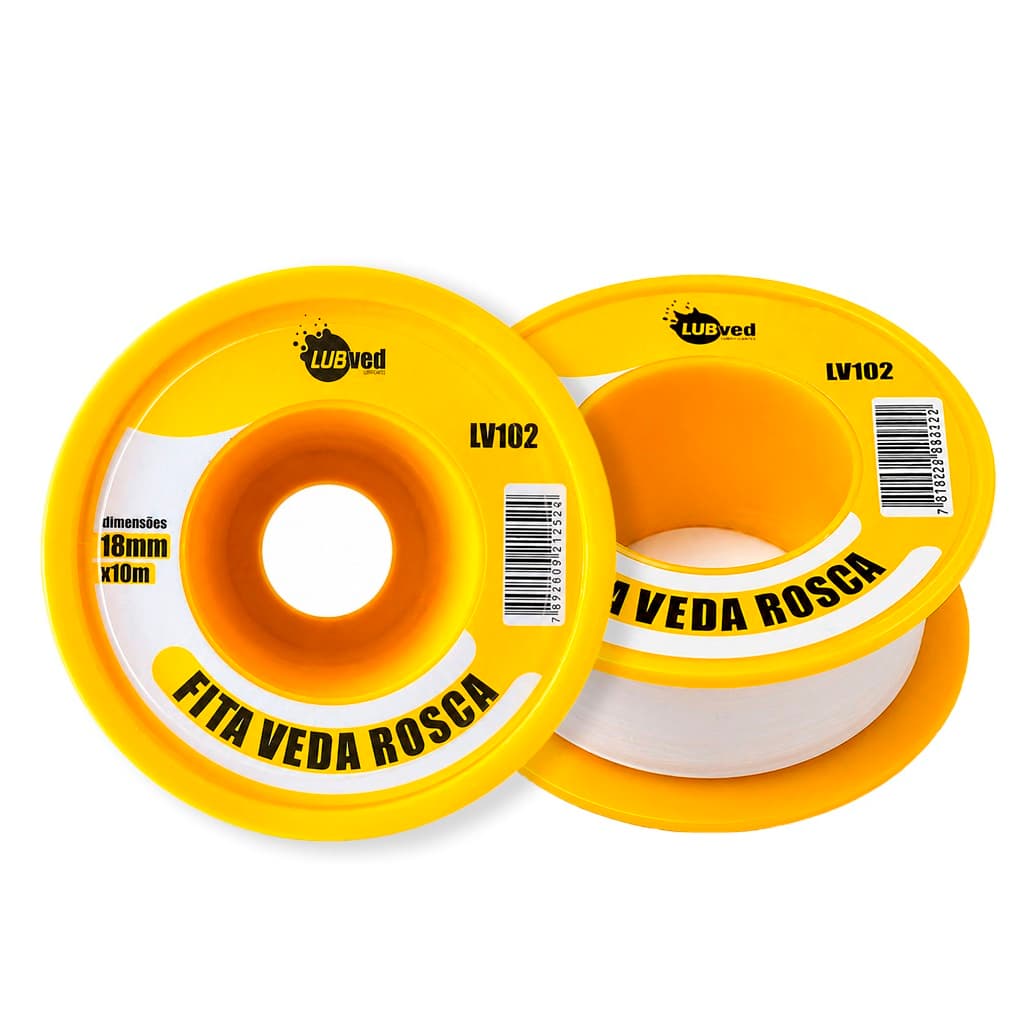 Kit 10 Rolo Fita Veda Rosca 18mm x10m Tubos Cano Chuveiro Torneira Hidráulica Conexão Anti Vazamento
