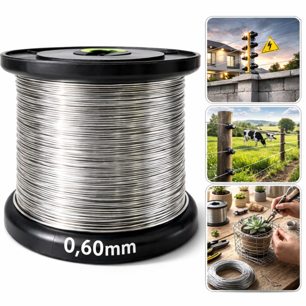 Arame Fio Aço Inox 304L para Apicultura Cerca Elétrica Bobina Artesanato Amarração Reparos