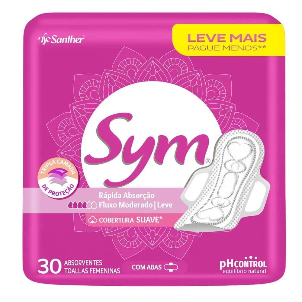 Absorvente Sym Total Protect Com Abas Suave 30 Unidades
