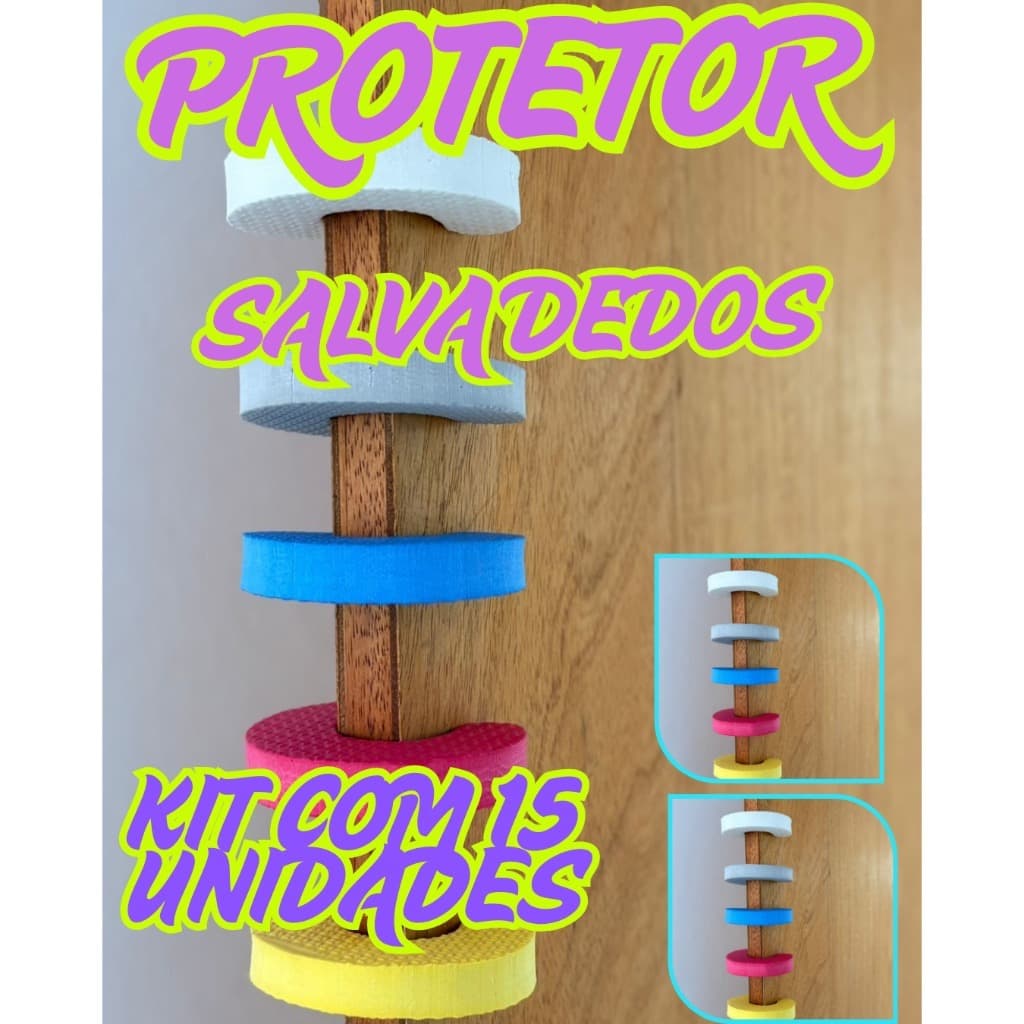Kit 15 Protetor de Porta Salva Dedos de Criança em EVA