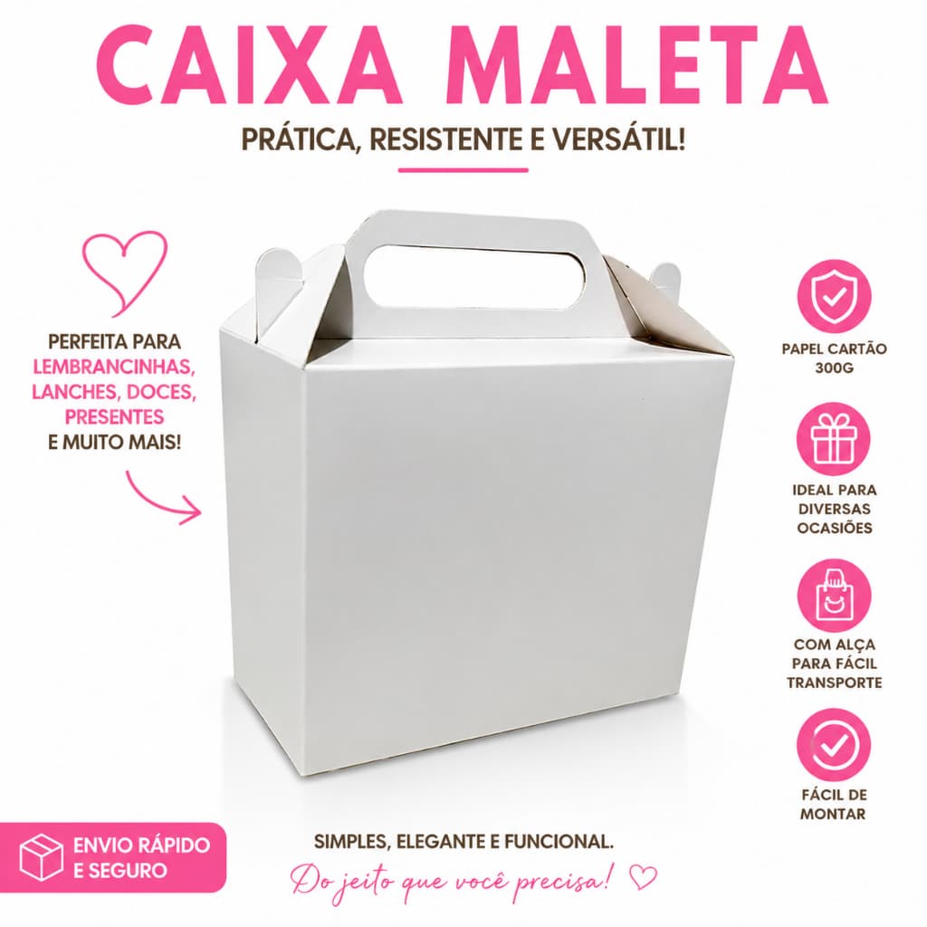 Caixa Maleta lembrancinha, Delivery, Presente, Kit festa, Kit Lanche, Doces, Roupas, Lanche escolar 5/10/15 e 20 UNIDADE