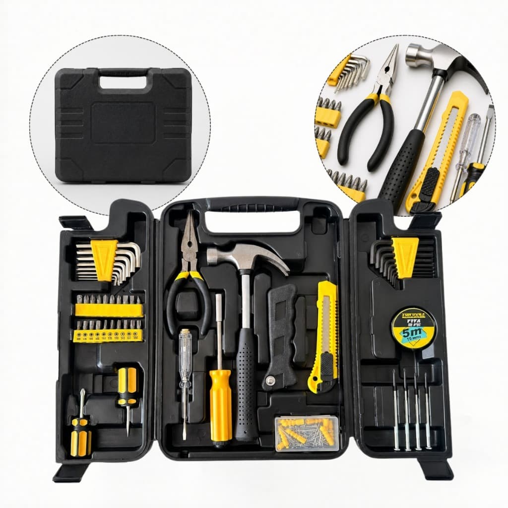 Kit Jogo Ferramentas 200 Peças Aço Carbono Completo com Maleta Organizadora Profissional