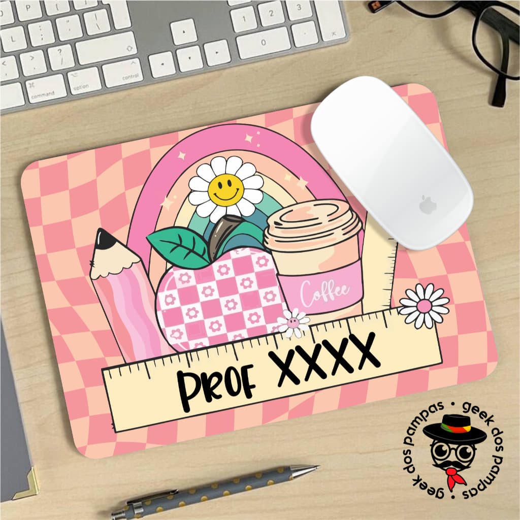Mouse Pad Retangular Base Emborrachada Professora Personalizado