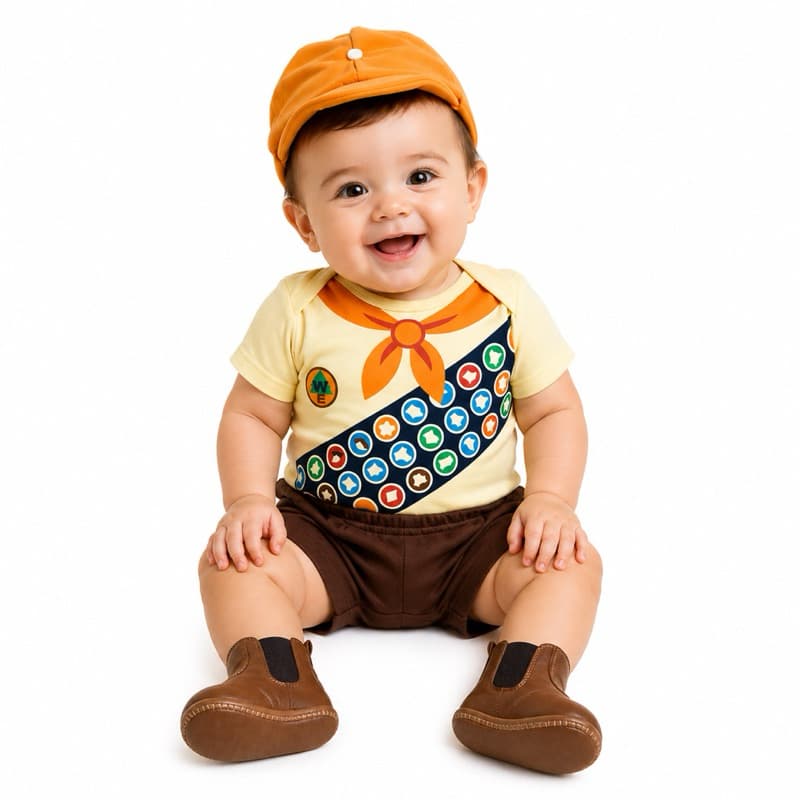 Body Bebê Temático Up Altas Aventuras Mesversario Infantil Russell Menino