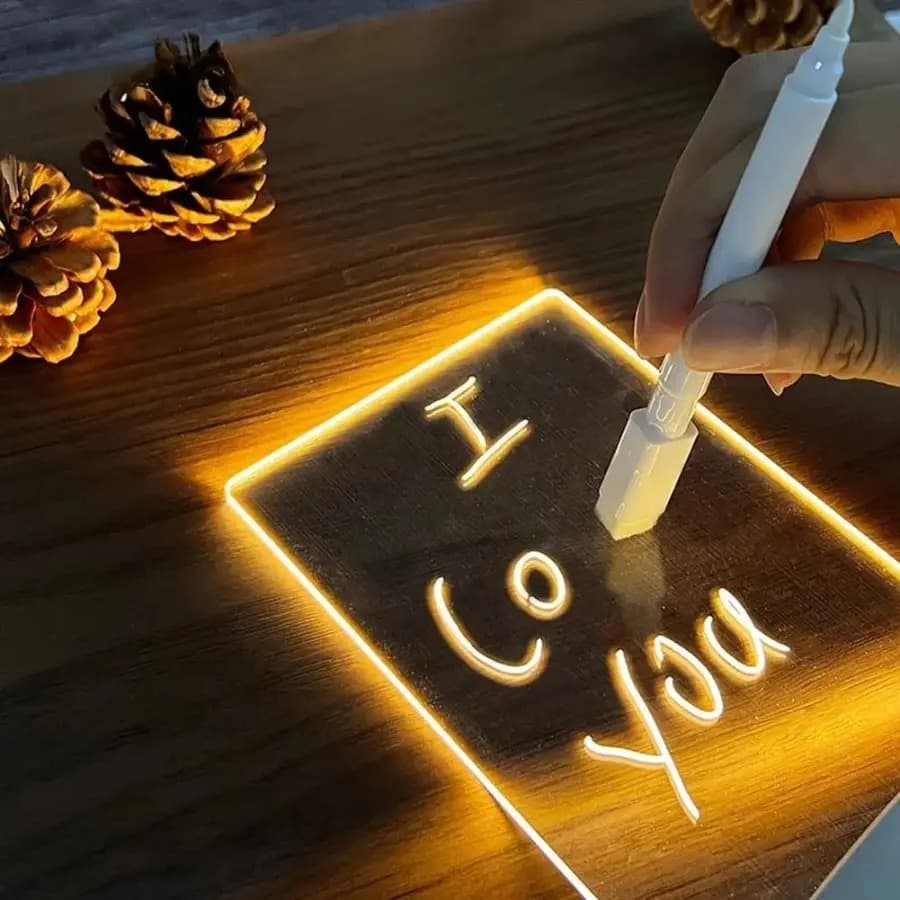 Luminaria Led Escrever Dia Das Mães Lousa Quadro Mesa Anotações Fofa Recados Usb De Mesa Para Recados Quarto Presente