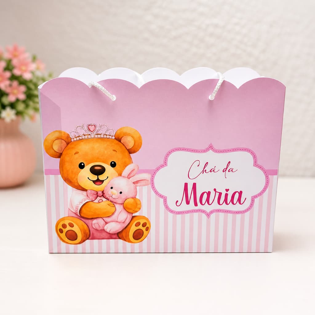 Sacolinha chá de bebê MENINA/Festa Infantil/Lembrancinha com Nome/Pegue e Monte/aniversário