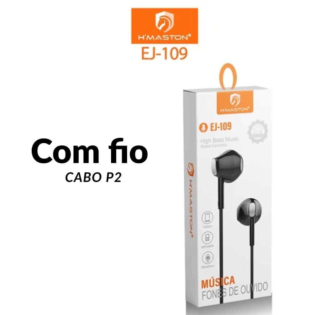 Fone De Ouvido H'maston Com Microfone Ej-109 - Com cabo P2