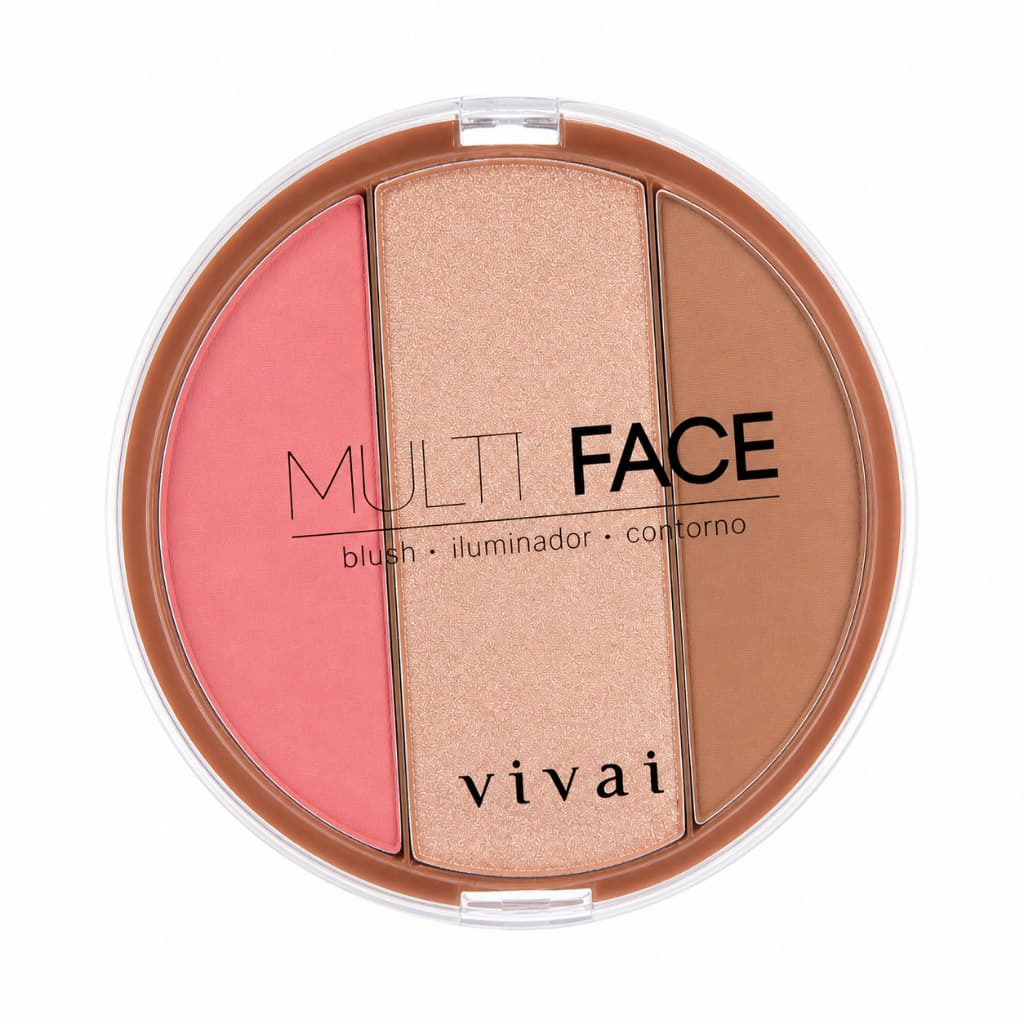 Paleta Blush, Iluminador e contorno - Estojo maquiagem - Multi face Vivai