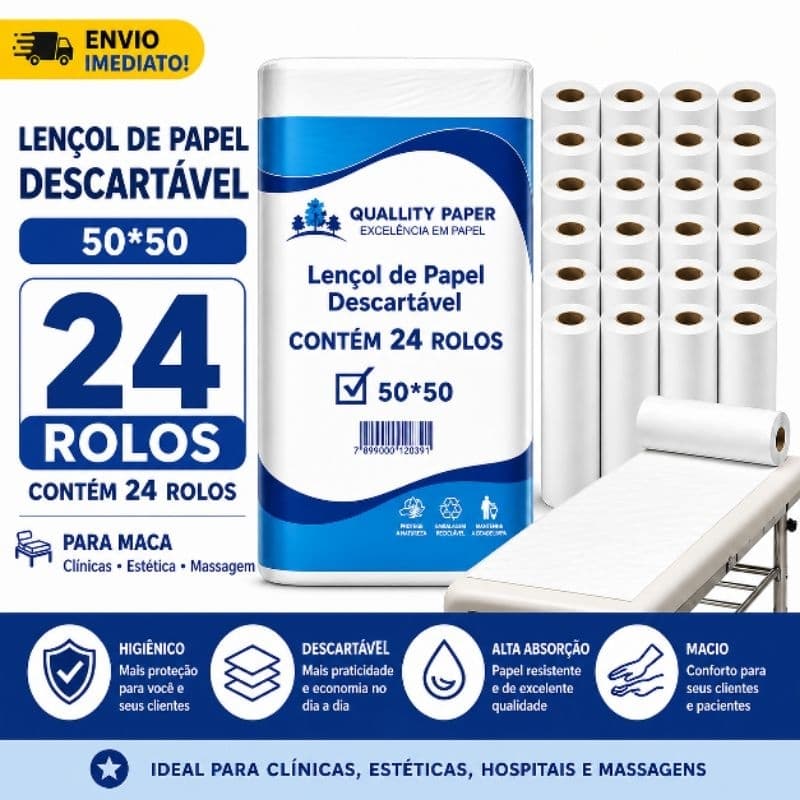 ✅ Lençol Descartável Branco 70x50cm Hospital Clínica Estética Tatuagem 24 rolos31