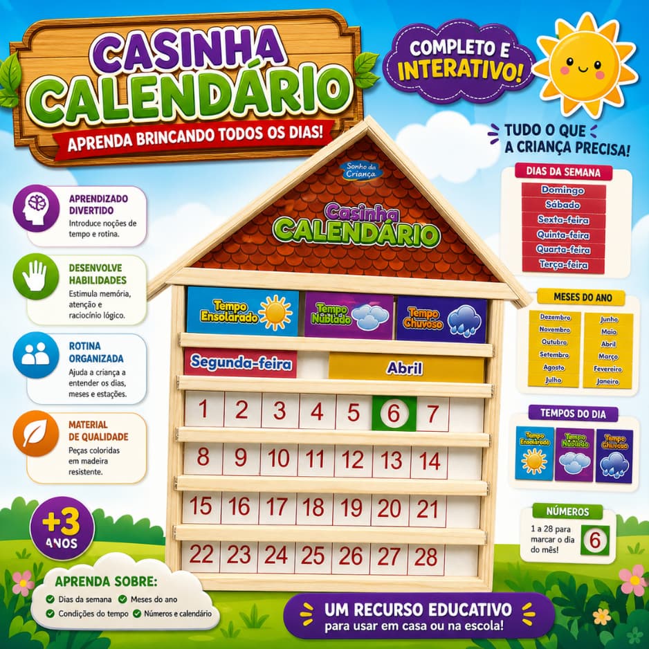 Calendário Educativo Casinha Educativo Pedagógico