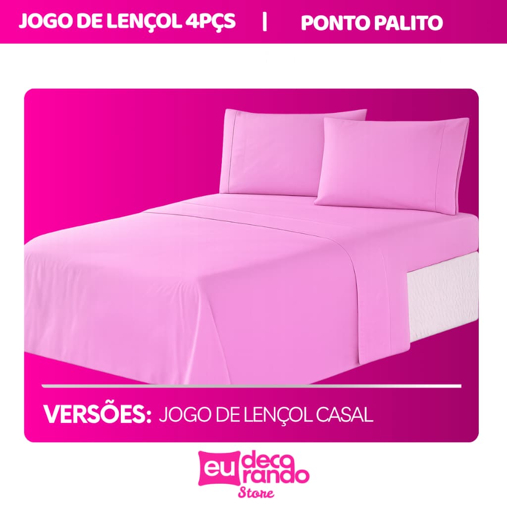 Jogo Lençol Casal 4 Peças Ponto Palito Aveludado Percal 400 Fios Diversas Cores Com lençol Elástico/ Superior e Fronhas