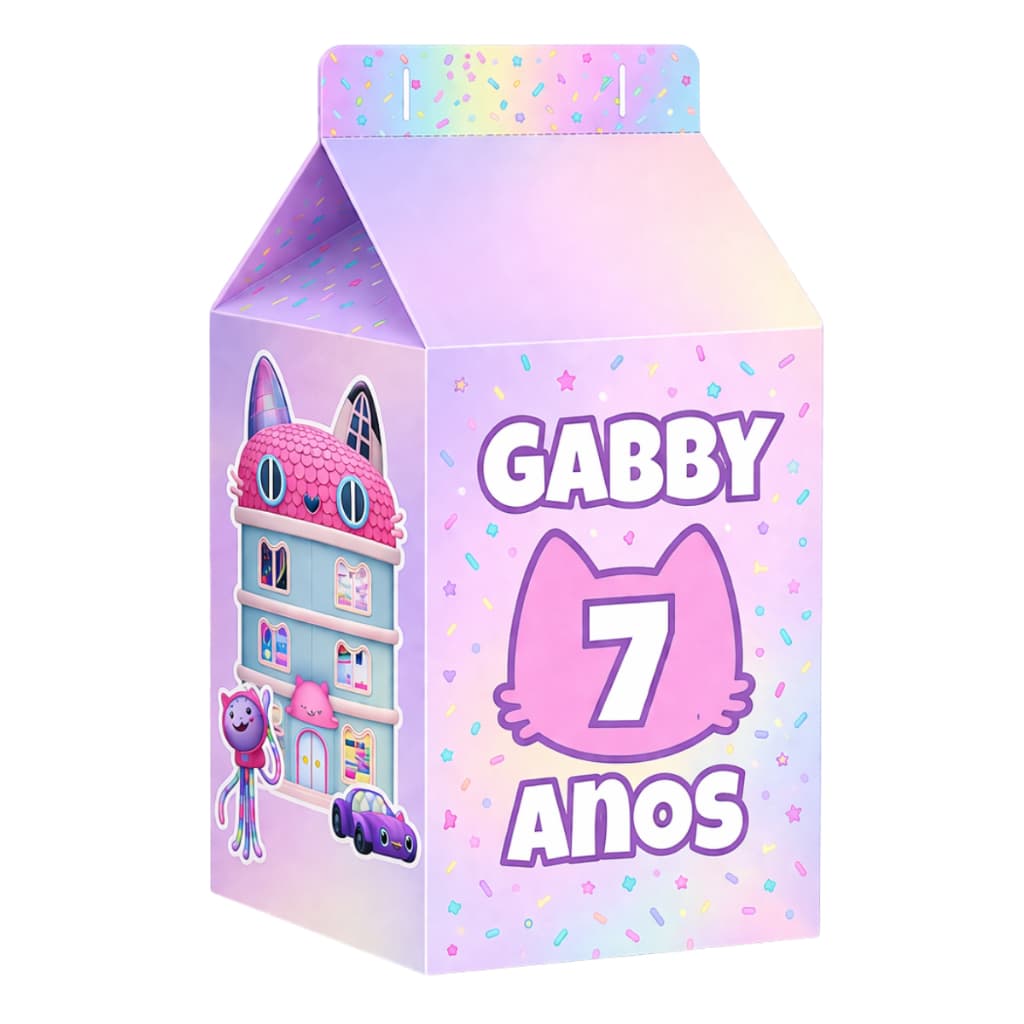 Envio Imediato Kit Lembrancinhas Caixa Milk Personalizada Para Festa Tema Casa da Gabby