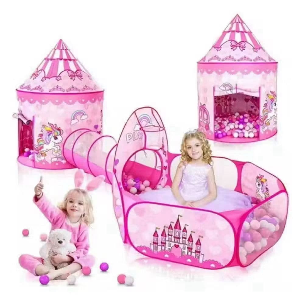 Barraca Infantil Dobrável 3X1,  com Piscina de Bolinhas e luz LED Divertida